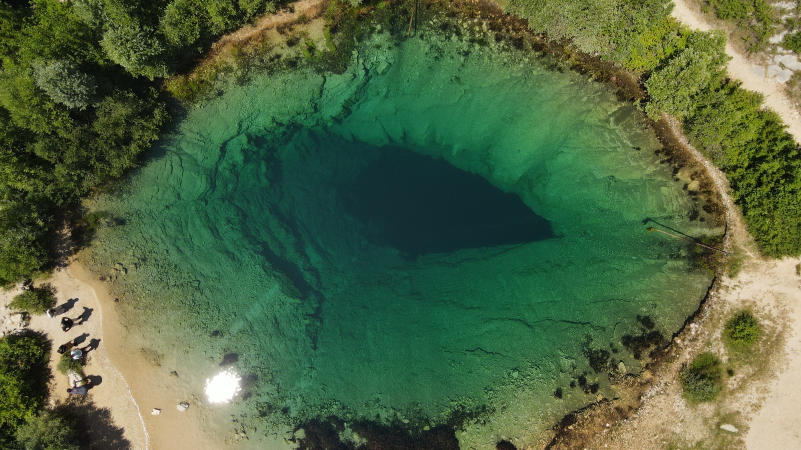 Turquoise spring seen from above